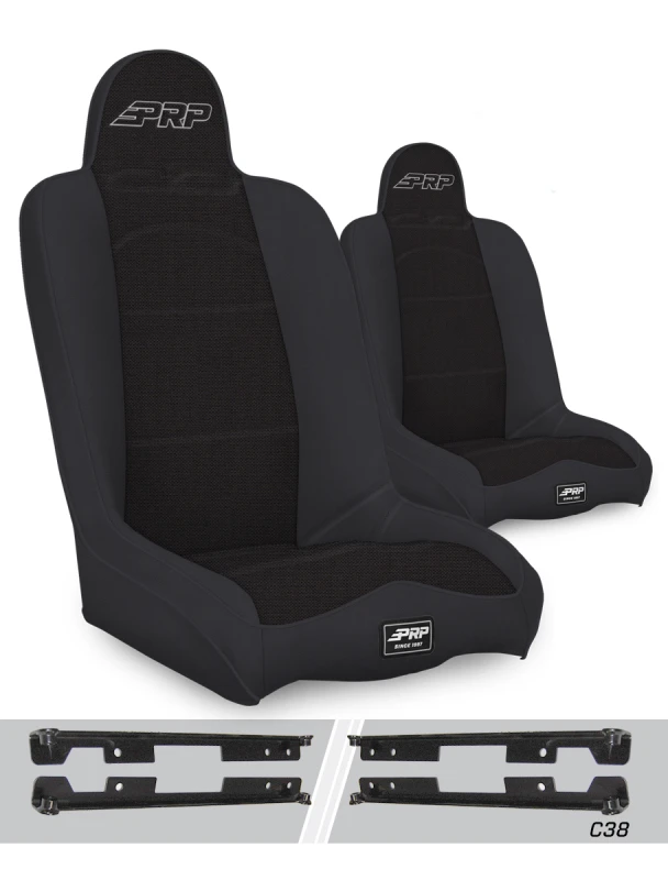 PRP Jeep Wrangler JK/JKU Daily Driver High Back Suspension Seats Kit (Pair) - Black